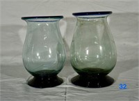 2 Clear Glass Wide Mouth Hurricanes