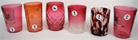 6 assorted art glass tumblers