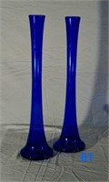 2 Tall Cobalt Glass Vases