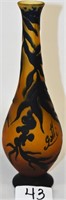 Galle cameo vase, amber with black branches