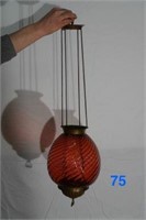 Cranberry Glass Hanging Lantern