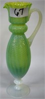 Art glass green opalescent ewer