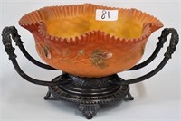 Peach center bowl on metal frame