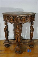 Antique Carved Wood Octagonal Table