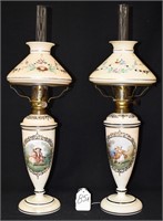 Pair of quality English blown mold vase lamps