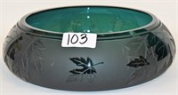 Ken Benson/LS teal green cameo bowl, 11 1/2"