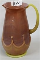 Art glass water pitcher with applied glass