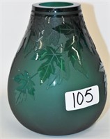 7" Ken Benson/LS teal green cameo vase