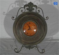 Metal Tabletop Clock w/Orange Face