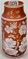 Florentine floral enamel vase, 10.5"