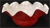 Case lined red cameo bowl, 12 1/2"