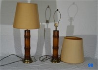2 Vintage Wooden Table Lamps