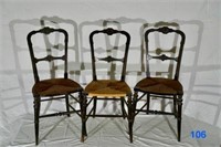 3 Coordinating Rattan Seat Side Chairs
