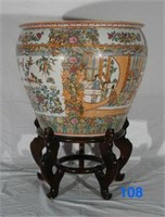 Large Oriental Style Fishbowl on Stand