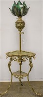 Organ Lamp, ornate heavy brass & onyx