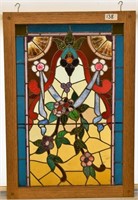 Stained glass leaded window, jewels 21"x31"