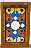 Beveled leaded stained glass window, 8 jewels