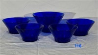 Set of Blue Glass Bowls
