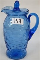 Blue water pitcher w/lid