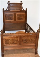 Burl walnut Victorian carved youth bed