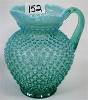 Green hobnail opalescent water pitcher