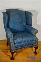 Blue Fabric Damask Chair