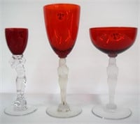 Cambridge set of 3 red goblets