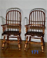 2 Windsor Wood Armchairs