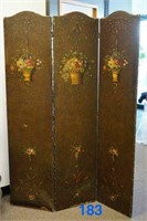 Floral Painted 3 Panel Screen