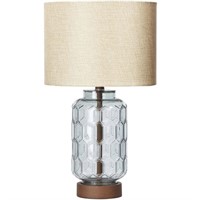 BH & G Blue Geo Textured Glass Table Lamp