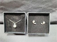 .925 & Pearl Earrings & Necklace Very Pretty