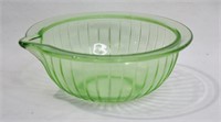 Green Depression Glass Ribbed Mixing Bowl W Spout