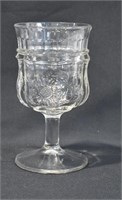 Early Pressed Glass Goblet - Panelled Sunflower
