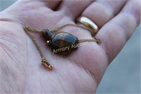 TIGER EYE TURTLE PENDANT ON 1/20TH 12K GOLD FILLED