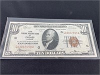 1929 Chicago Brown Stamp $10 Bill