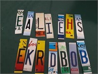 License plate cut letters