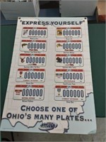 License plate cardboard advertisement