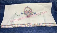 Pair of nice old embroidery pillow cases (basket)
