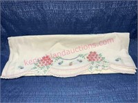 Pair of nice old embroidery pillow cases (pink