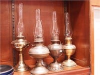 Five vintage kerosene/oil lamps:  B&H #4