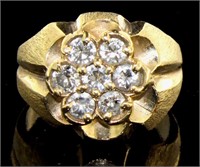 14kt Gold Mens 1.00 ct KY Cluster Diamond Ring