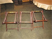 Lot - (3) Wooden Infant Carrier Stands