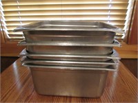 Lot - (5) Stainless Steel inserts 12" x 10" x 6"