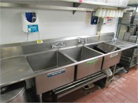 10' SS 3-bay kitchen sink