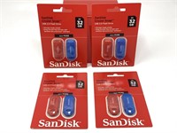 (4) 2 packs Sandisk USB 2.0 32GB flash drives
