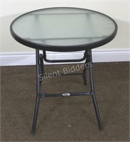 Portable Glass and Metal Hampton Bay Patio Table