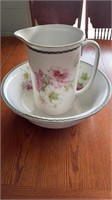Large Floral Bowl and Pitcher