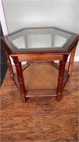 Wood Side Table w/Glass Top