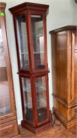 Lighted Wood Curio Cabinet w/ Glass Shelves