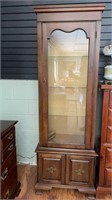 Lighted  Cherry Curio Cabinet w/glass shelves and